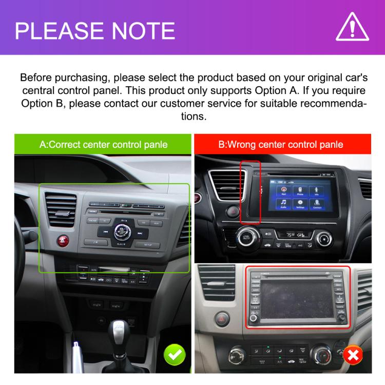 For Honda Civic Android 15 Car Navigation Bluetooth Player, 4-Core 2GB + 64GB, 4-Core 4GB + 64GB, 8-Core 6GB + 128GB
