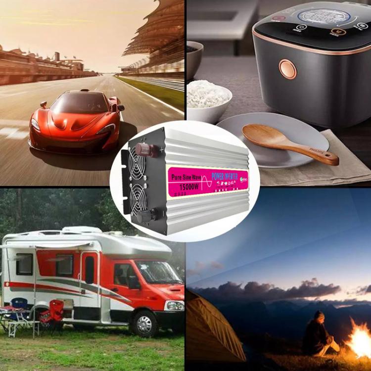 Gurxun 15000W Pure Sine Wave Car Power Inverter With Voltage Display High-Power Universal Power Outlet, 60V To 220V, 12V To 110V, 24V To 110V
