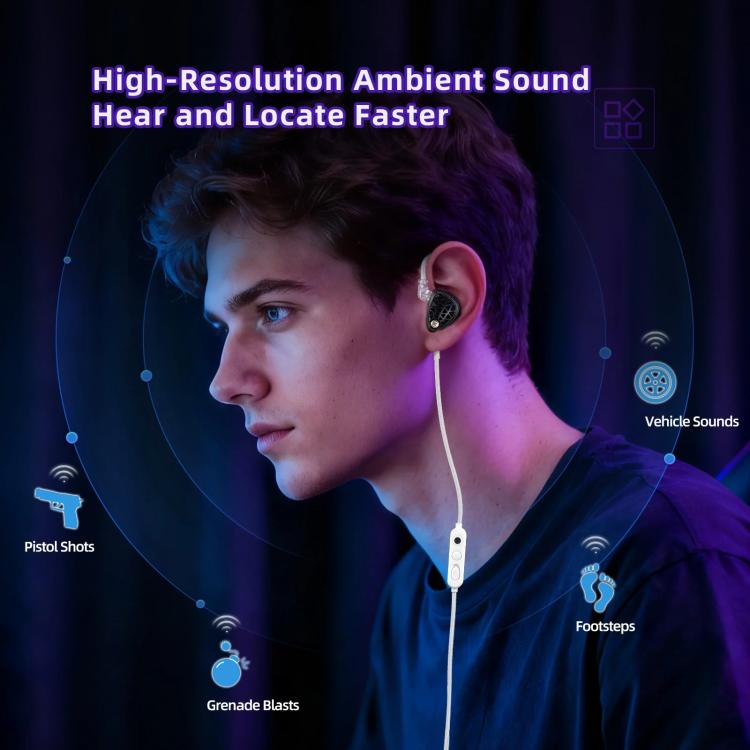KZ Phantom Hi-Fi-grade Audio Gaming 1.2m Wired Earphones, 3.5mm Standard, 3.5mm With Mic, Type-C Sound Card