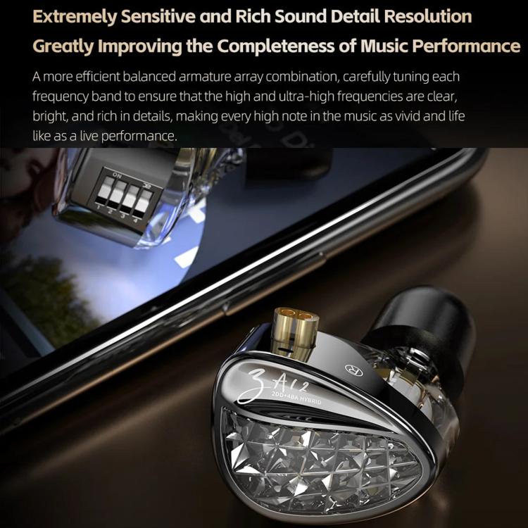 KZ-ZA12 Wired Earphones – Hybrid Dynamic + Balanced Armature, Hi-Fi Stage Monitor