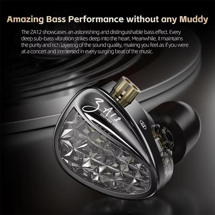 KZ-ZA12 Wired Earphones – Hybrid Dynamic + Balanced Armature, Hi-Fi Stage Monitor