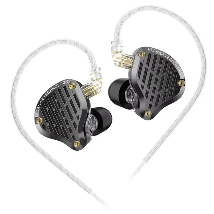 KZ-PR3 Planar Diaphragm In-Ear 1.2m Wired Earphones Hi-Fi Monitoring Stage Replaceable Cable Planar Speaker Earbuds, Black Standard, Black With Mic