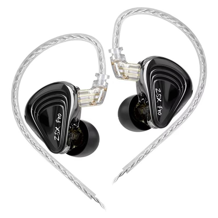 KZ ZSX PRO 5BA+1DD Hybrid-Driver 1.2m Wired Earphones HiFi Audio Sports Gaming Detachable Cable Design, Standard, With Mic