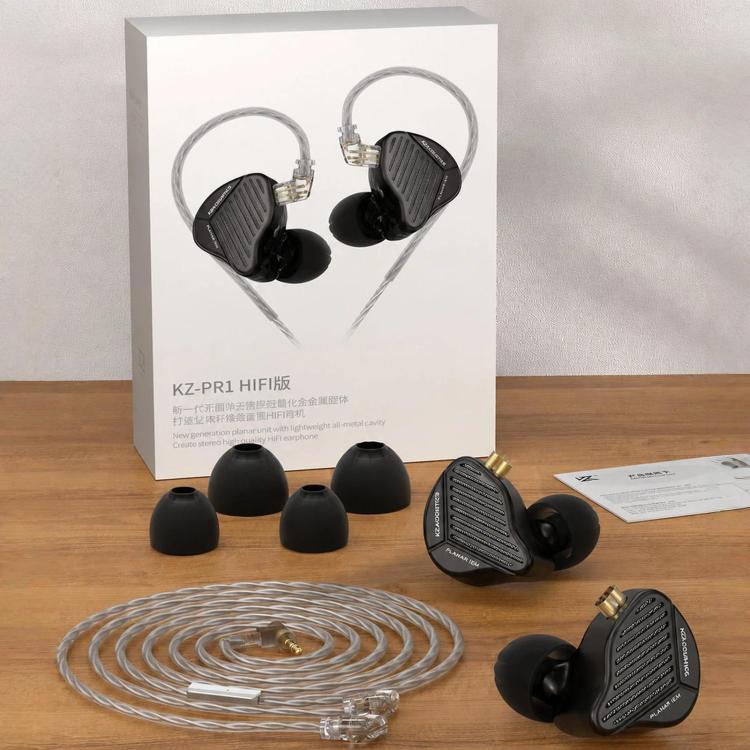 KZ-PR1 Planar Magnetic 1.2m Wired Earphones 13.2mm Planar Driver High-Res Hi-Fi Earbuds, Standard, With Mic