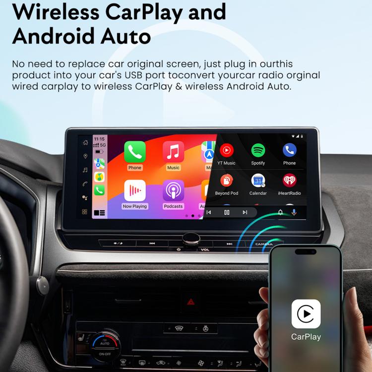 MMB WJAN-Q8W Universal Wireless CarPlay Adapter Plug-And-Play Wired To Wireless Smart Box, 8+128G 5G Hong Kong, Macau, Taiwan+Eurasian
