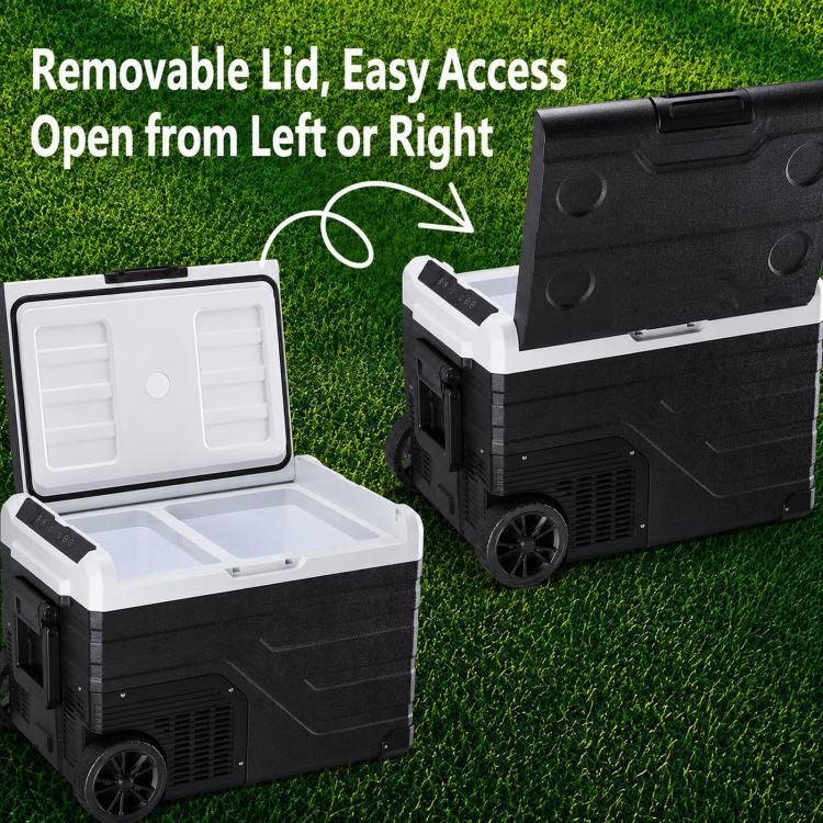 Portable Compressor Car Fridge Dual Temperature Control Vehicle Refrigerator With Wheels, 35L, 45L, 55L