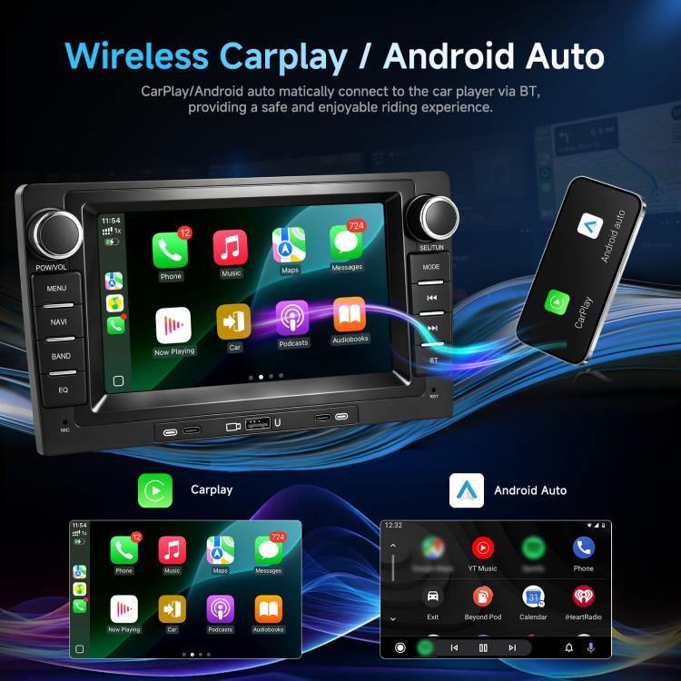 9-Inch CarPlay Compatible In-Car Center Console With 7-Inch Screen Bluetooth Navigation Rearview Camera Player, Standard+AHD Camera+Mic