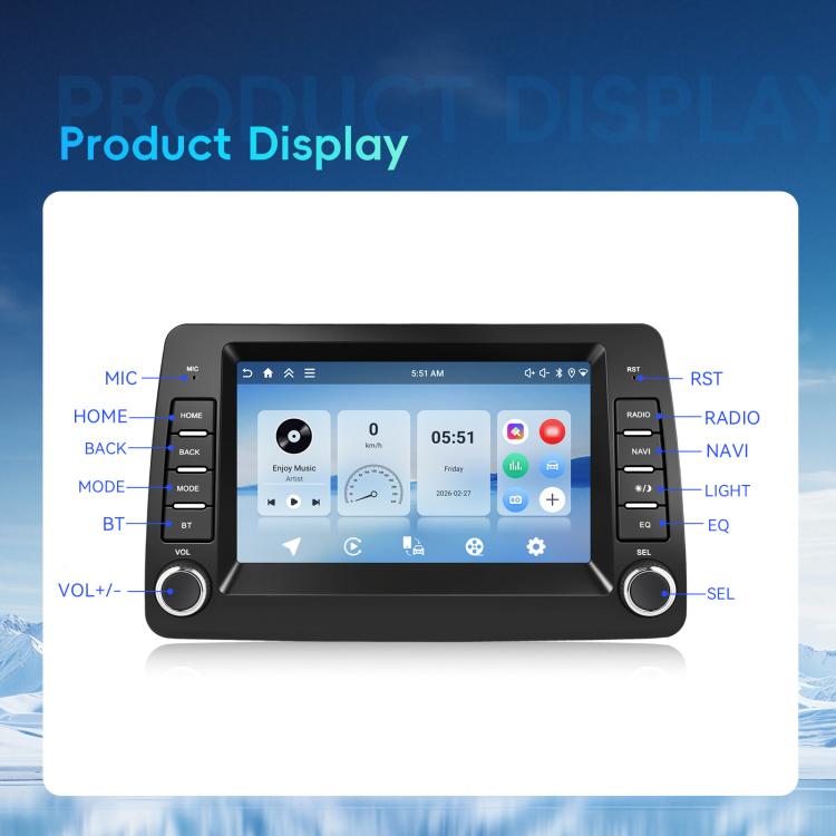 For FIAT Panda In-Car Center Display CarPlay Bluetooth Player Navigation, Standard, Standard+AHD Camera+Mic