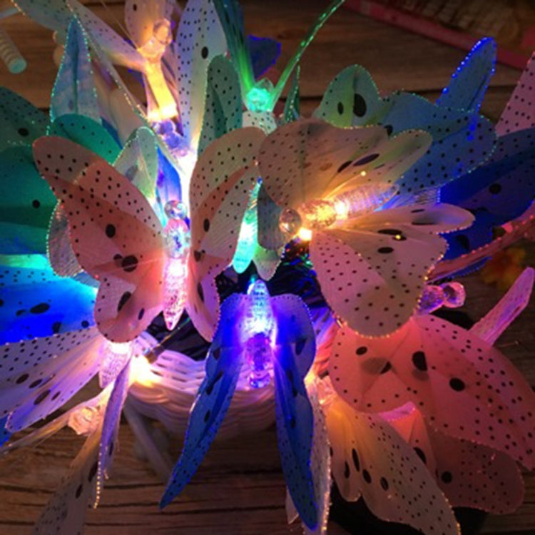 Luces solares de hadas - Guirnalda de luces navideñas de fibra óptica con forma de mariposa, impermeables, para jardín, exterior