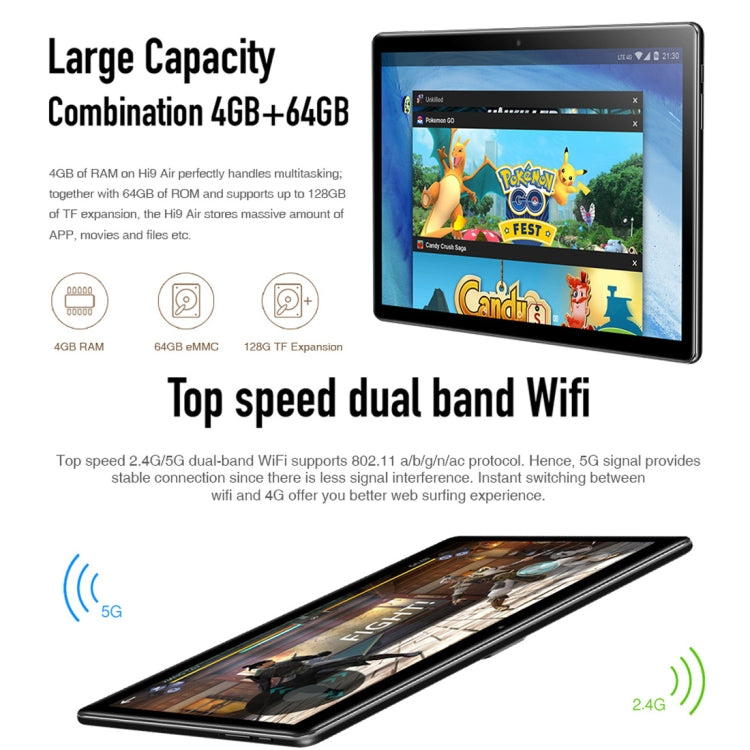 CHUWI Hi9 Air Android 8.0, MTK Deca Core hasta 2,1 GHz, compatible con OTG, FM, Bluetooth, WiFi de doble banda, red: 4G