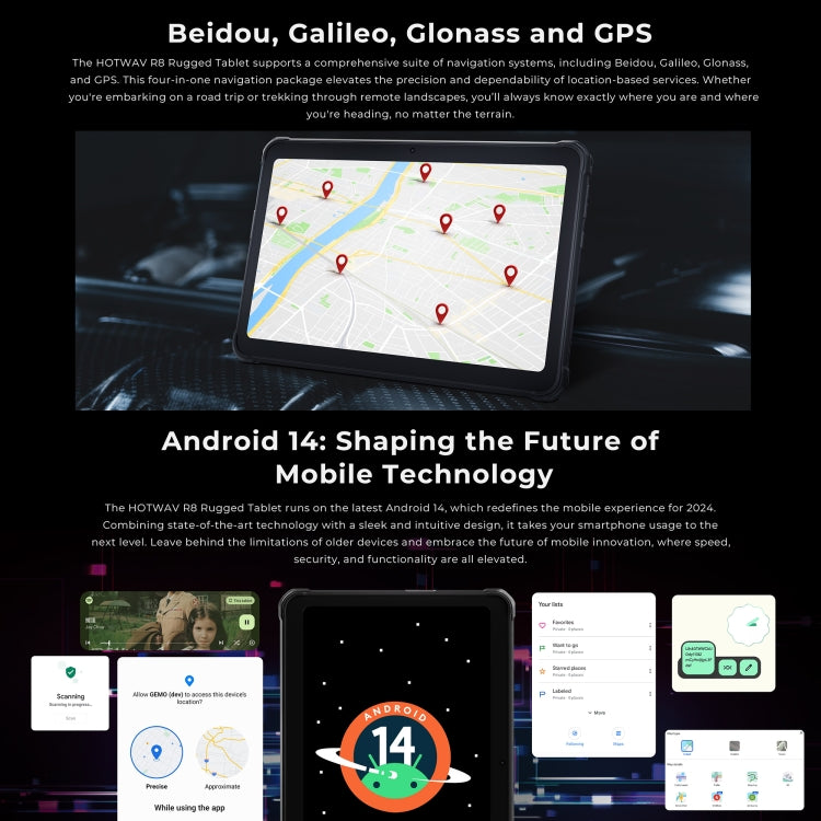 HOTWAV Tab R8 IP68/IP69K Rugged Tablet, 4GB+128GB, 10.1 inch Android 14 Unisoc T606 Octa Core 4G Network, Global Version with Google Play, EU Plug