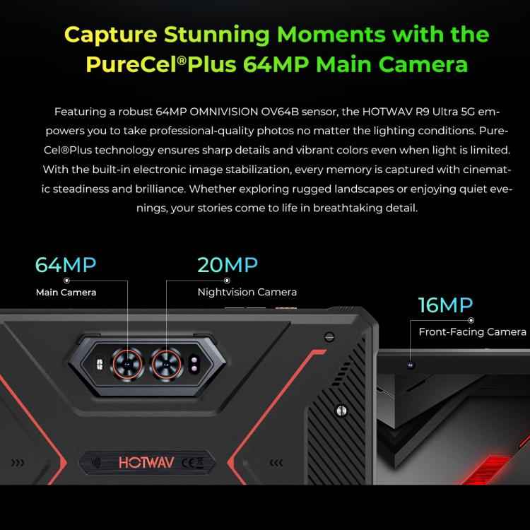 HOTWAV Tab R9 Ultra 5G, IP68/IP69K Rugged Tablet, 8GB+512GB, 11 inch Android 15 Unisoc T8200 Octa Core, Global Version with Google Play, EU Plug