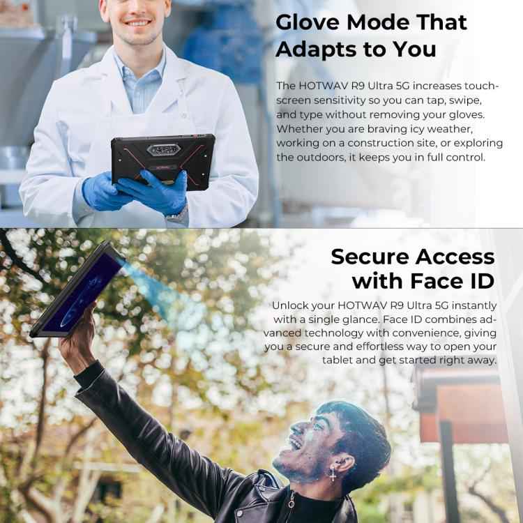 HOTWAV Tab R9 Ultra 5G, IP68/IP69K Rugged Tablet, 8GB+512GB, 11 inch Android 15 Unisoc T8200 Octa Core, Global Version with Google Play, EU Plug