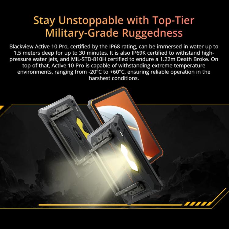 Tableta robusta Blackview Active 10 Pro 5G, 12 GB + 512 GB, 10,95 pulgadas, Android 14, Dimensity 7300, ocho núcleos, versión global con Google Play
