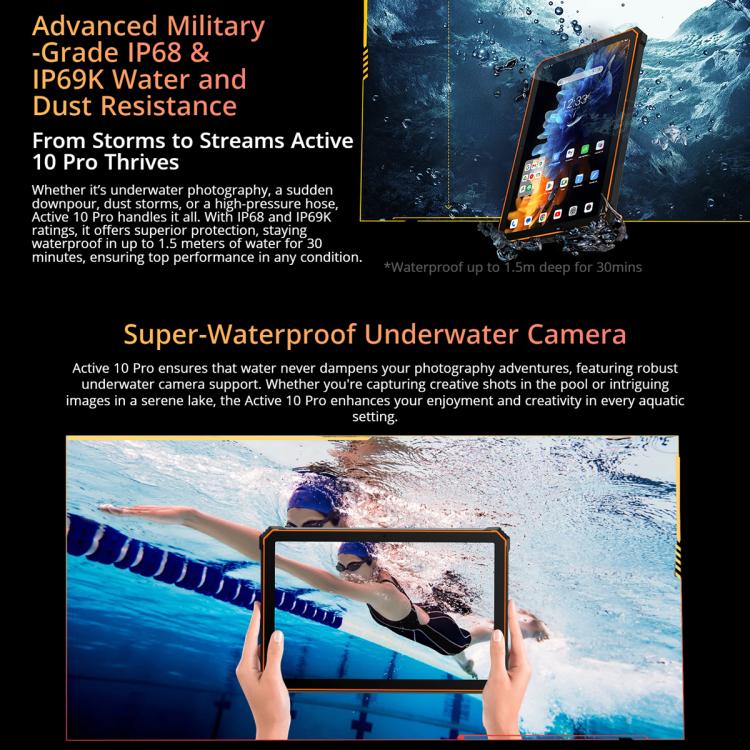 Tableta robusta Blackview Active 10 Pro 5G, 12 GB + 512 GB, 10,95 pulgadas, Android 14, Dimensity 7300, ocho núcleos, versión global con Google Play