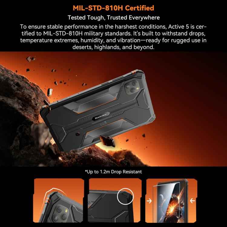 Blackview Active 5 4G Rugged Tablet, 8GB+128GB, 8.68 inch Android 14 Unisoc UMS9230E T615 Octa Core, Global Version with Google Play