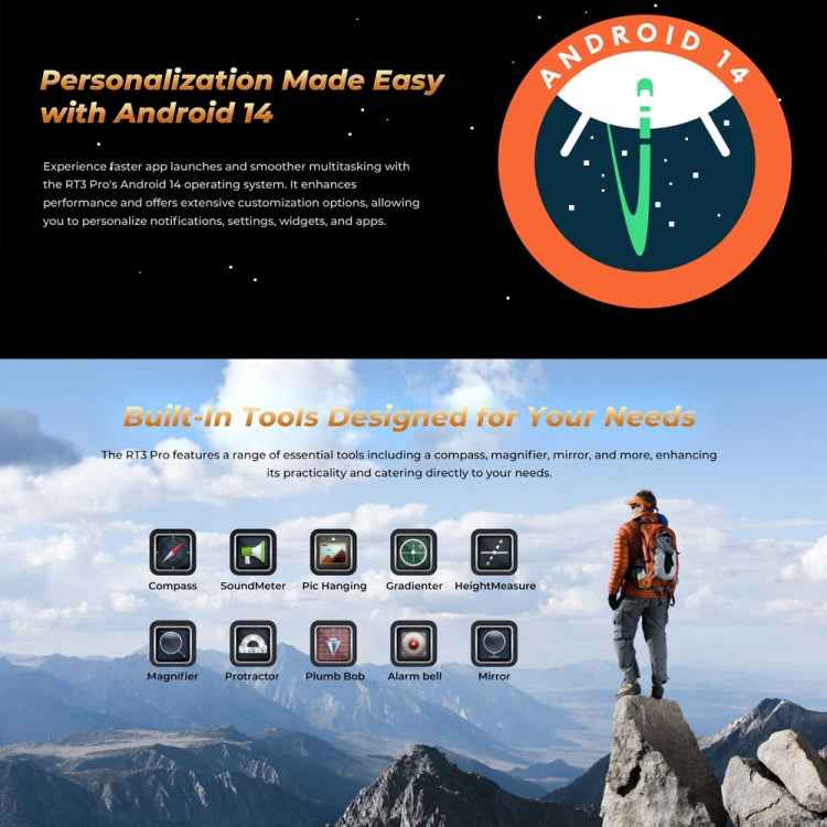 OUKITEL RT3 Pro 4G Network IP68/IP69K Rugged Tablet, 4GB+128GB, 8.0 inch Android 14 MediaTek G81 Octa-Core Support Dual SIM, EU Plug