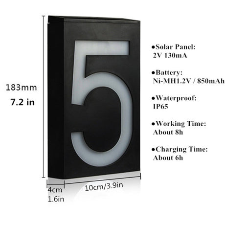 0.36W Solar Powered Wall Mount House Number Porch Lights with Solar Pannel - LYDARZ