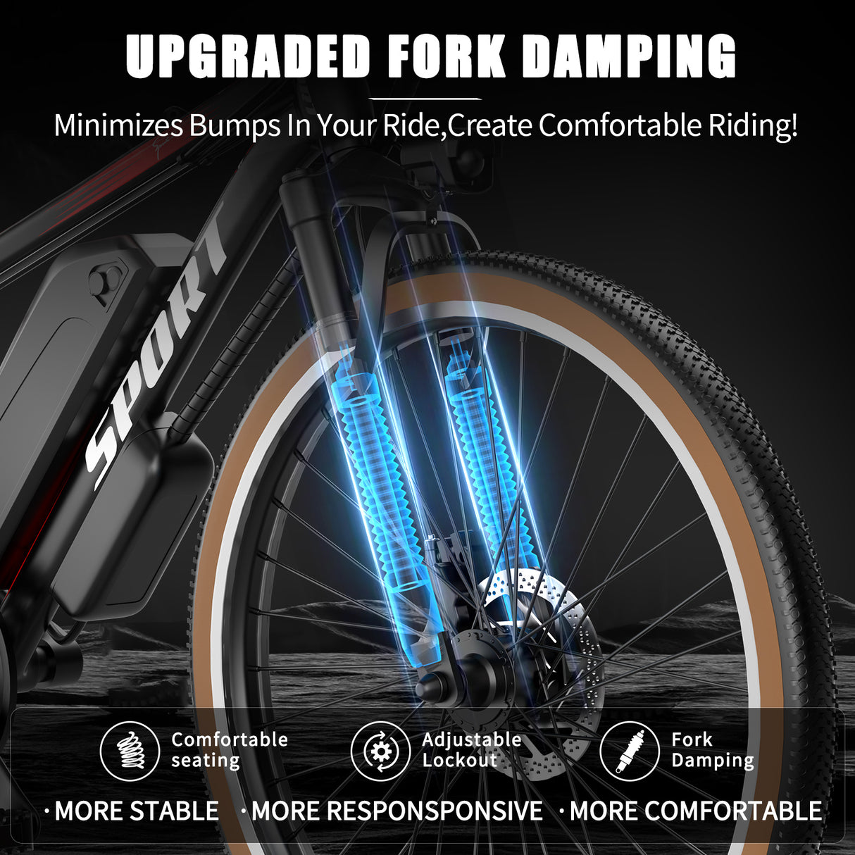 ASKGO 500W Electric Bike for Adults, 22mph Speed, 45-Mile Range, 7-Speed Mountain E-Bike - LYDARZ