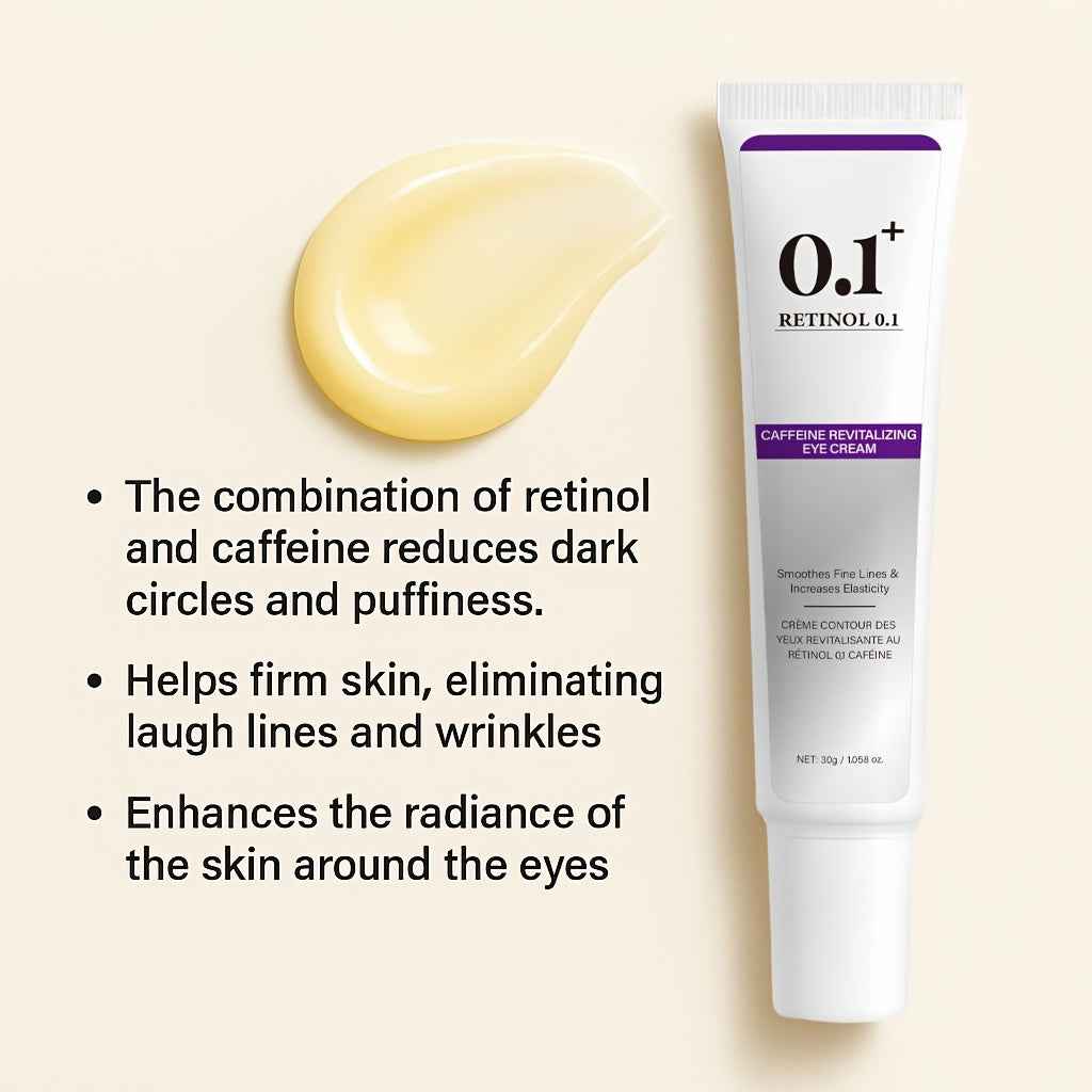 Retinol 0.1 Caffeine Revitalizing Eye Cream for Energized & Refreshed Look 30g - Smooths Fine Lines & Increases Elasticity