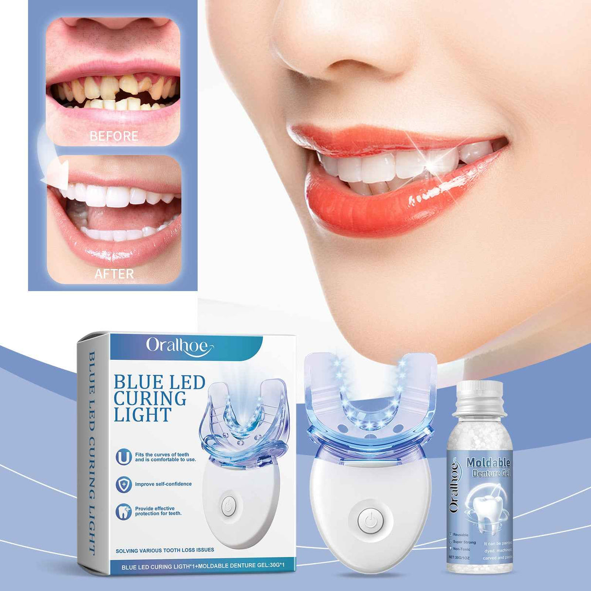 Oralhoe Teeth Care Kit Enhance Smile Aesthetics Gentle Comfortable Teeth Care for Bright and Shiny Teeth