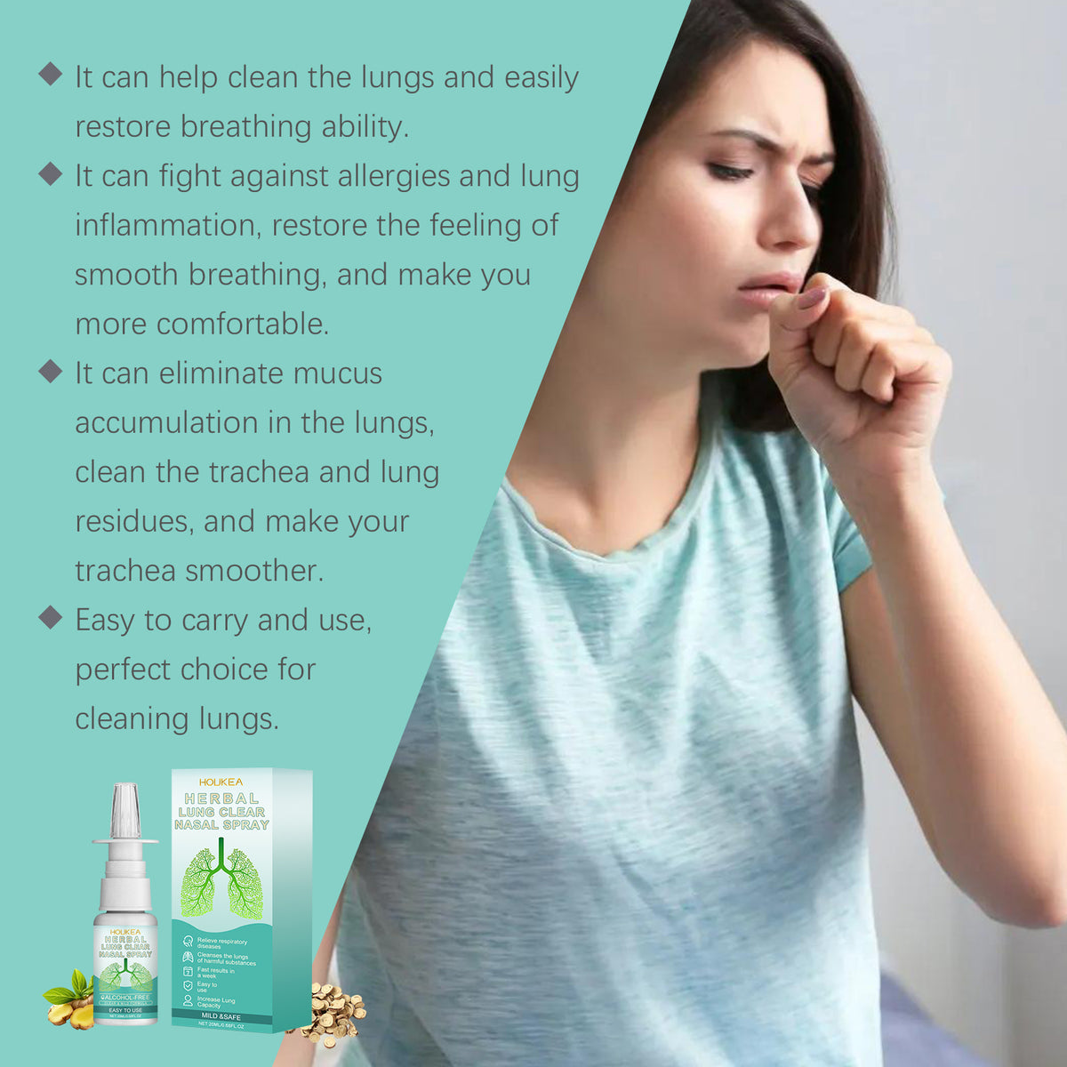 Houkea Herbal nasal spray Gentle nasal cleansing and care for nasal discomfort, a refreshing nasal spray for daily use