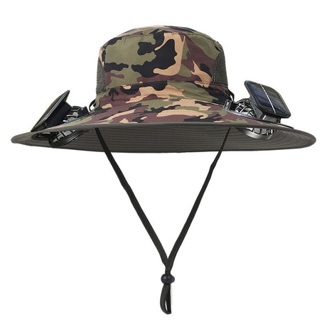 Solar Powered Outdoor Sun Hat with USB Charging & Adjustable Wide Brim for Fishing - LYDARZ