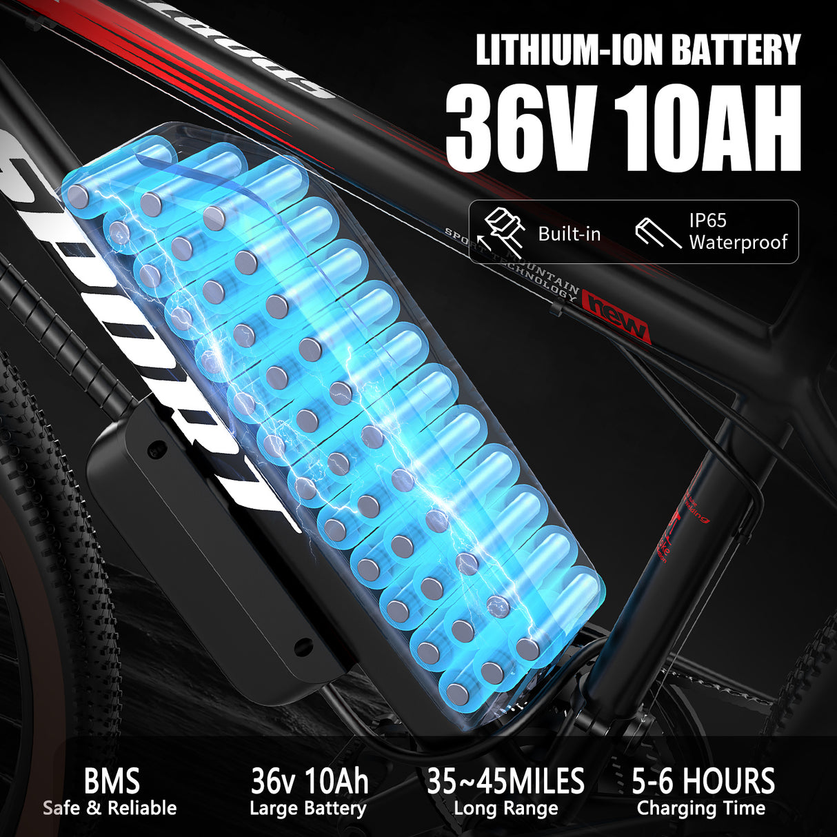 ASKGO 500W Electric Bike for Adults, 22mph Speed, 45-Mile Range, 7-Speed Mountain E-Bike - LYDARZ