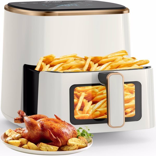 EWIOR 5.3Qt Air Fryer with Window, 7 Presets, Digital Touchscreen, Non-Stick & Dishwasher Safe - LYDARZ