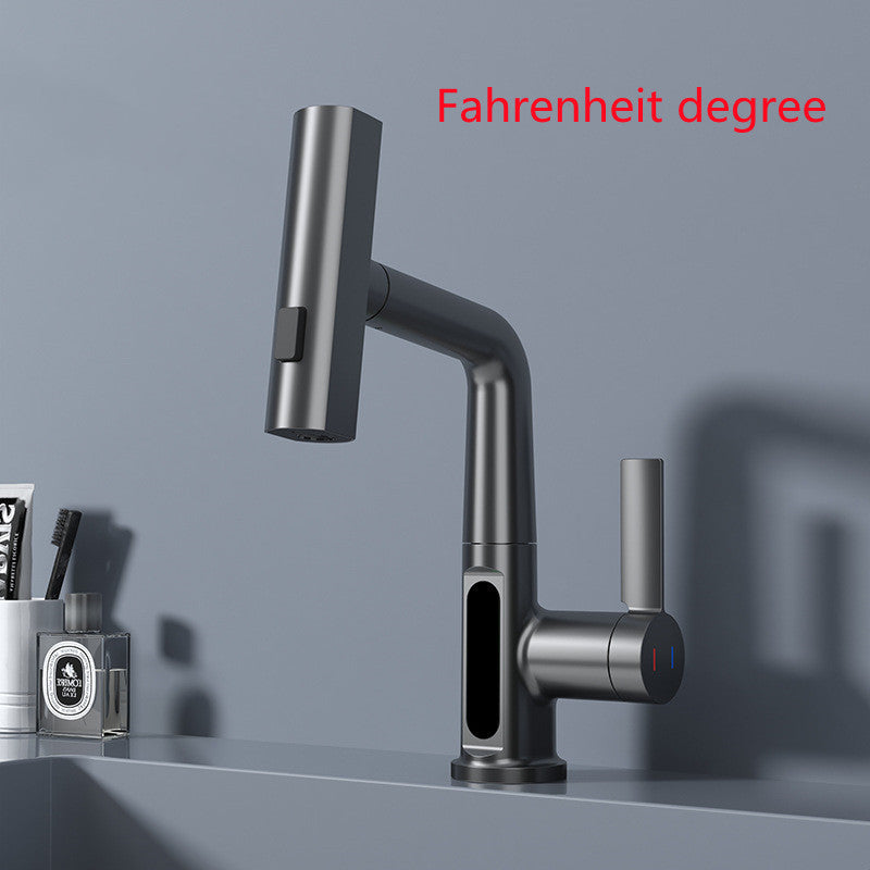 Intelligent Digital Display Faucet Pull-out Basin Faucet Temperature - LYDARZ