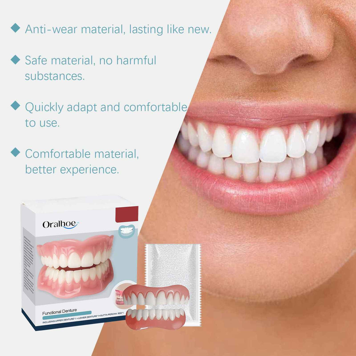 Oralhoe Denture Modification Kit – Natural Smile Enhancement with Comfortable Easy-Fit Denture Decorations