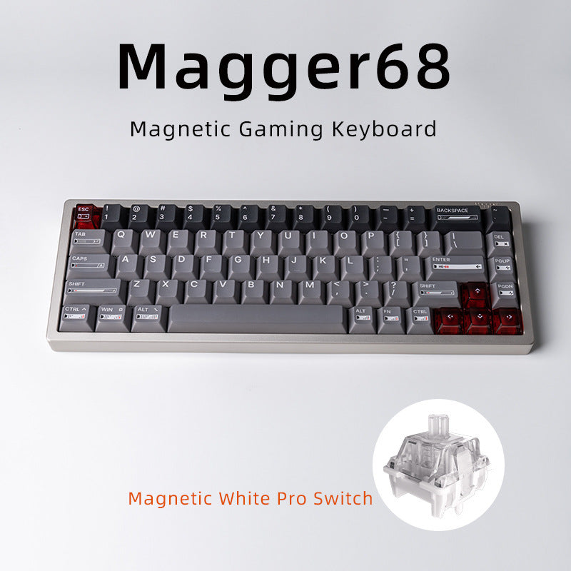 Magnetic Gaming Keyboard White Porcelain Jade 68 Key Aluminum Tuo Keyboard - LYDARZ