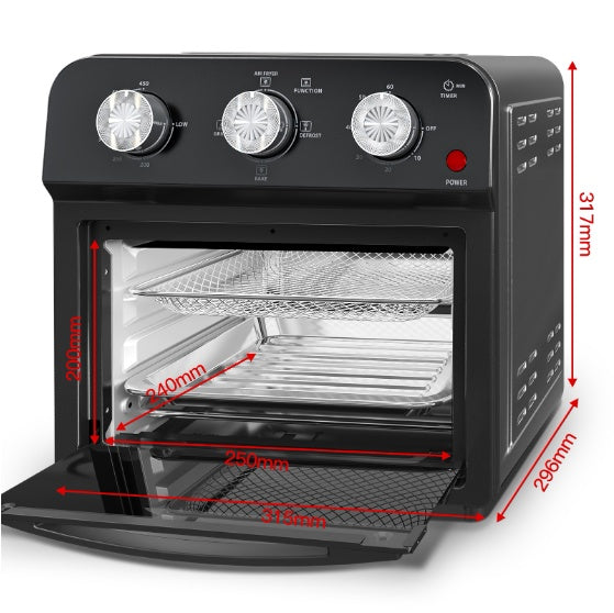 PLUM CHEF 12.5 Qt Multi-Function Air Fryer with Grill, Bake, Defrost & Dual Knob Control - LYDARZ