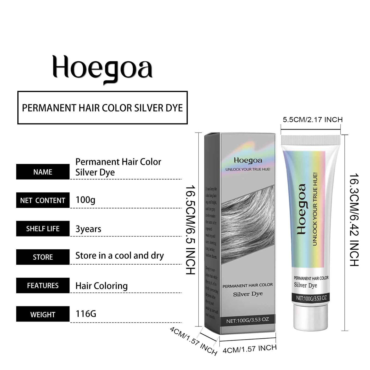 Hoegoa Gray hair cream Long-lasting Moisturizing Hair Nourishing Plant Extract Hair Care Trendy Hair Color Enhancer