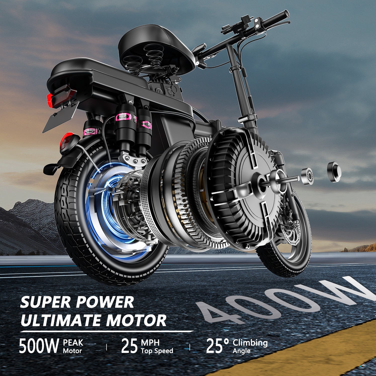ASKGO 650W Foldable Electric Bike, 25mph, 35 Miles Range - LYDARZ