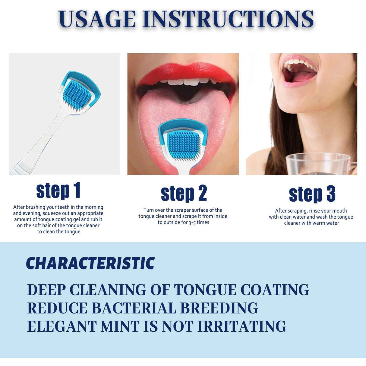 EELHOE Tongue Cleaning Gel Tongue cleaner for oral care, removes bad breath and freshens breath, gel with brush