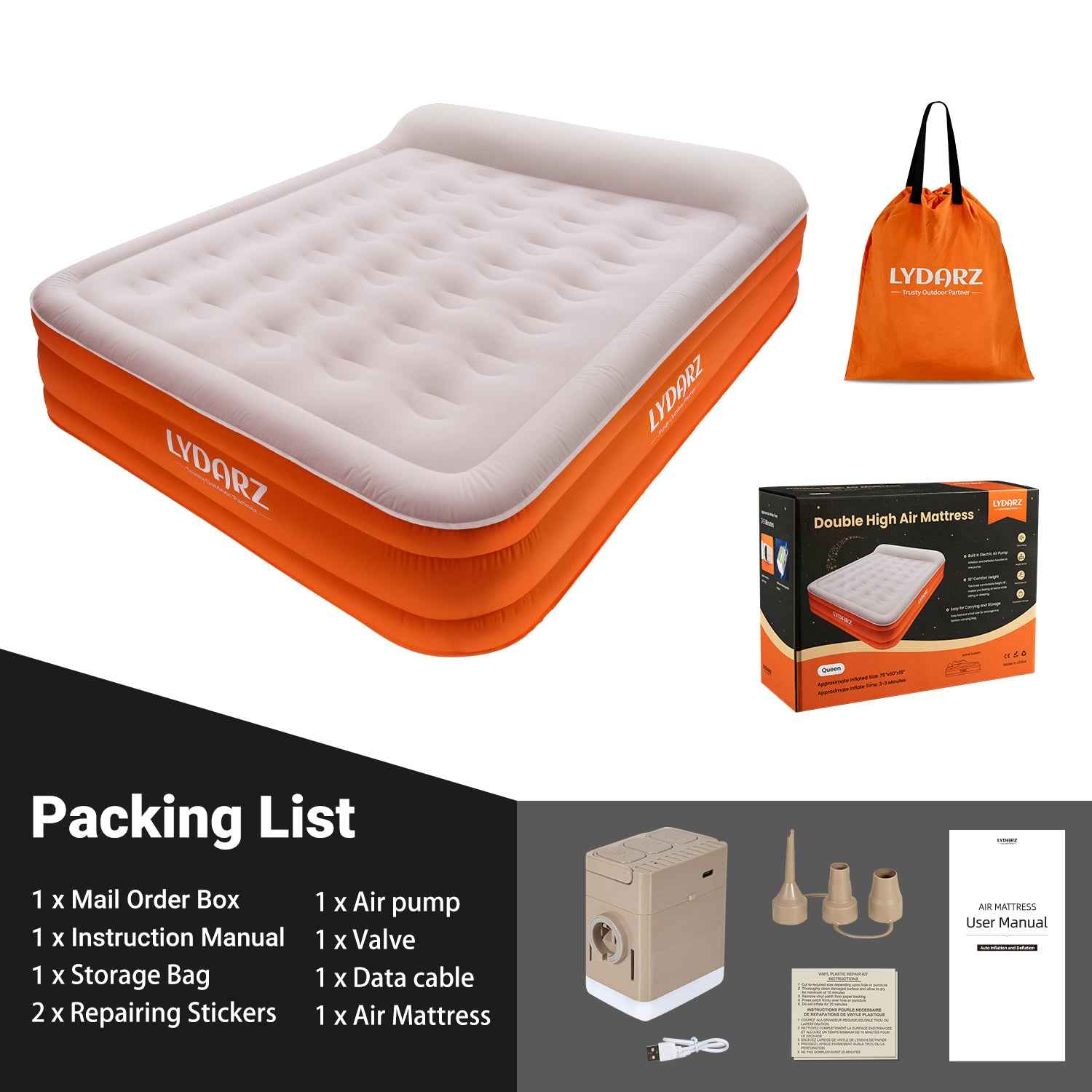 LYDARZ Queen Size Inflatable Mattress - Ultimate Comfort & Durability for Restful Sleep, Easy Inflation, and Convenient Storage