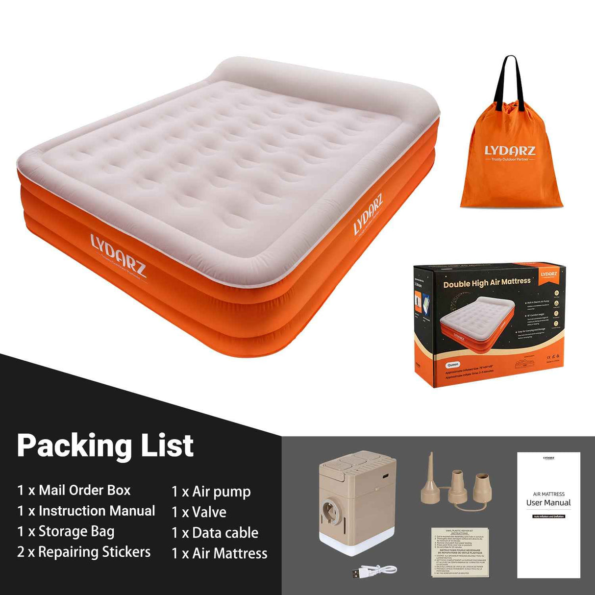 LYDARZ Queen Size Inflatable Mattress - Ultimate Comfort & Durability for Restful Sleep, Easy Inflation, and Convenient Storage