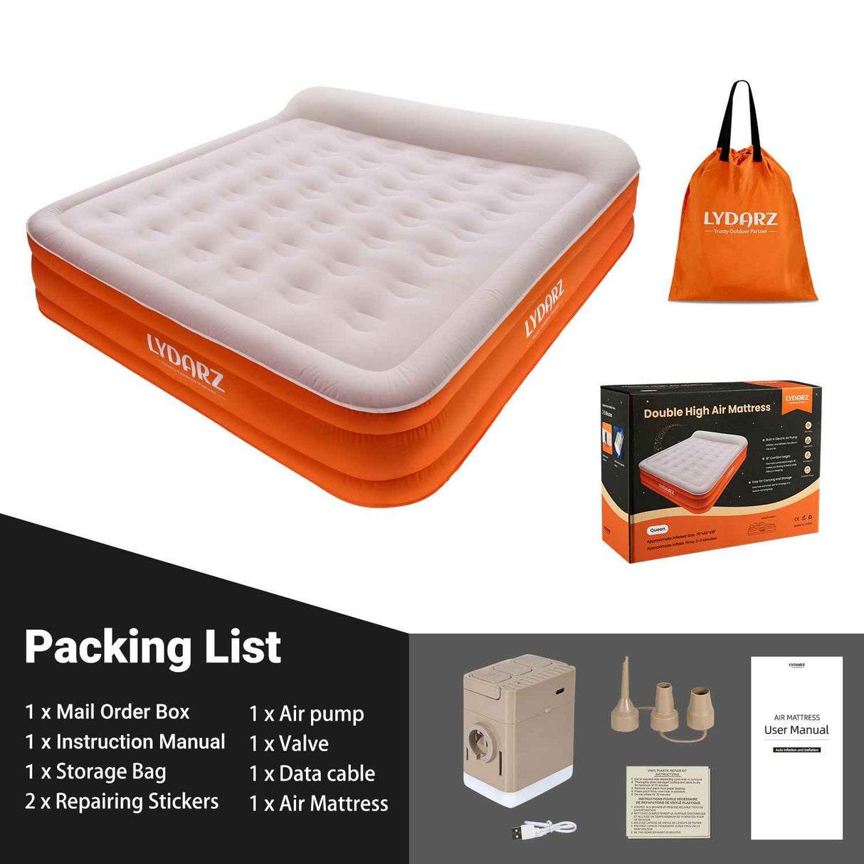 LYDARZ King Size Air Mattress – Ultra-Comfortable, Durable, and Easy to Inflate – Perfect for Home, Travel, and Camping