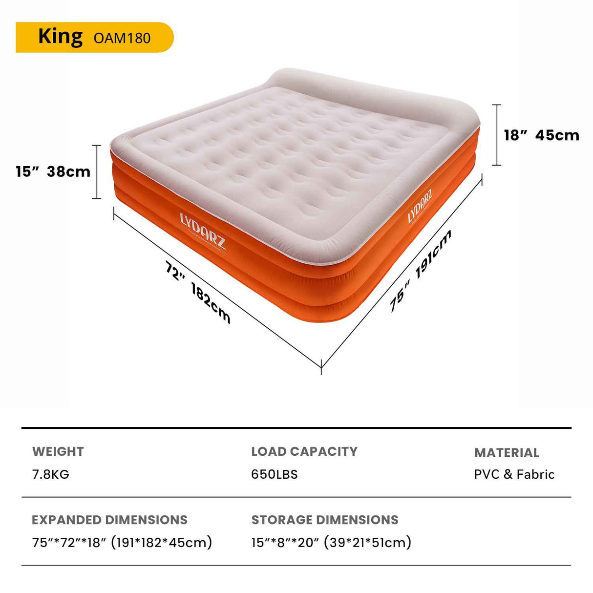 LYDARZ King Size Air Mattress – Ultra-Comfortable, Durable, and Easy to Inflate – Perfect for Home, Travel, and Camping