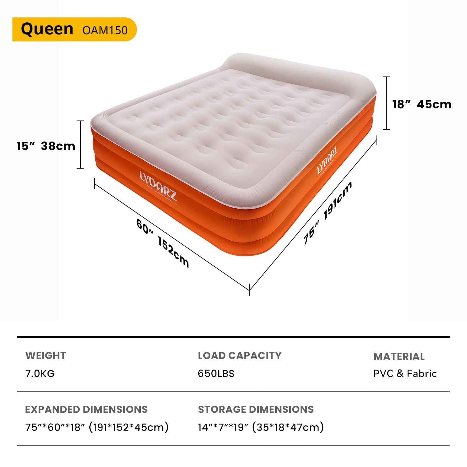 LYDARZ Queen Size Inflatable Mattress - Ultimate Comfort & Durability for Restful Sleep, Easy Inflation, and Convenient Storage
