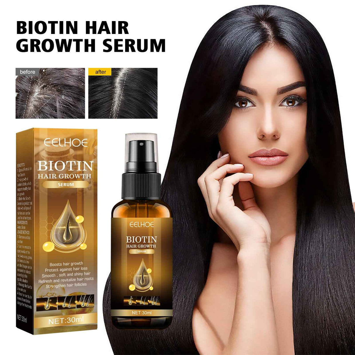 EELHOE Biotin Hair Growth Spray Strong Anti-Fall Hair Repair and Nourishing Hair Root Spray