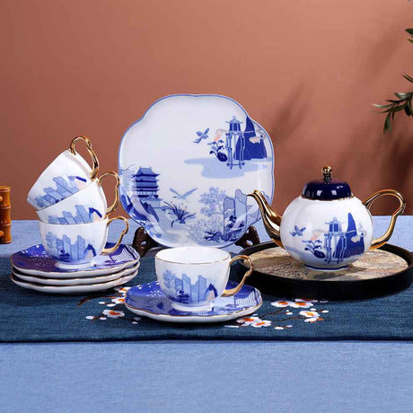 China Jingdezhen Artisanal 10-Piece Tea Set