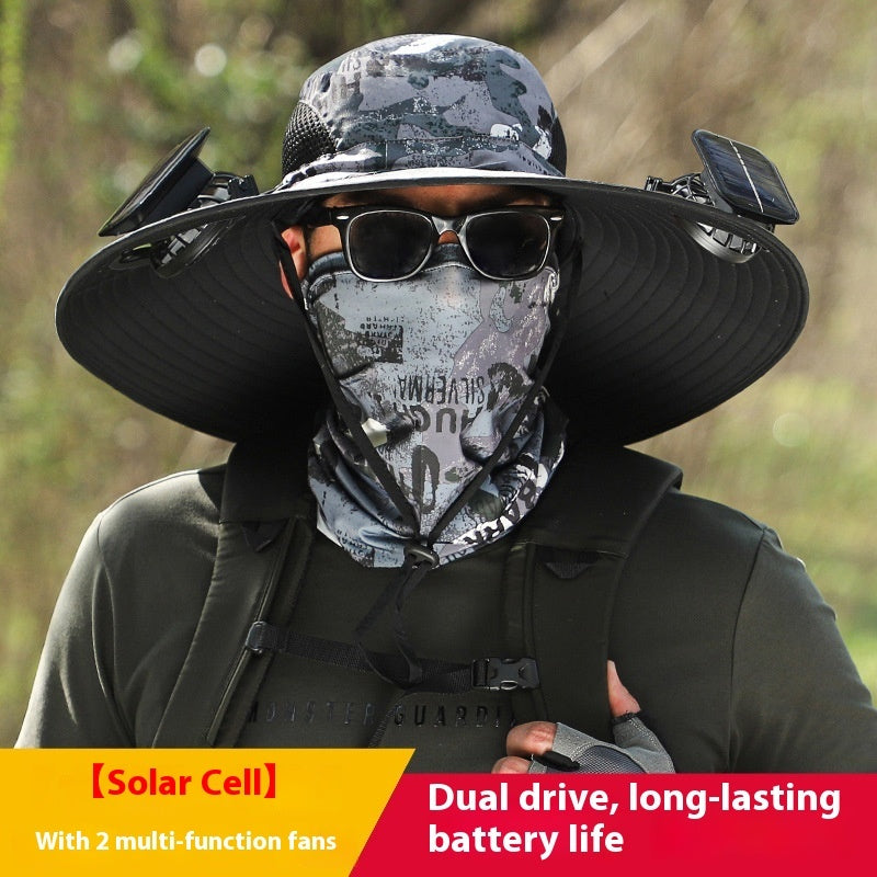 Twin Fan Solar Rechargeable Electric Fan Sun-shade Sun Protection Hat