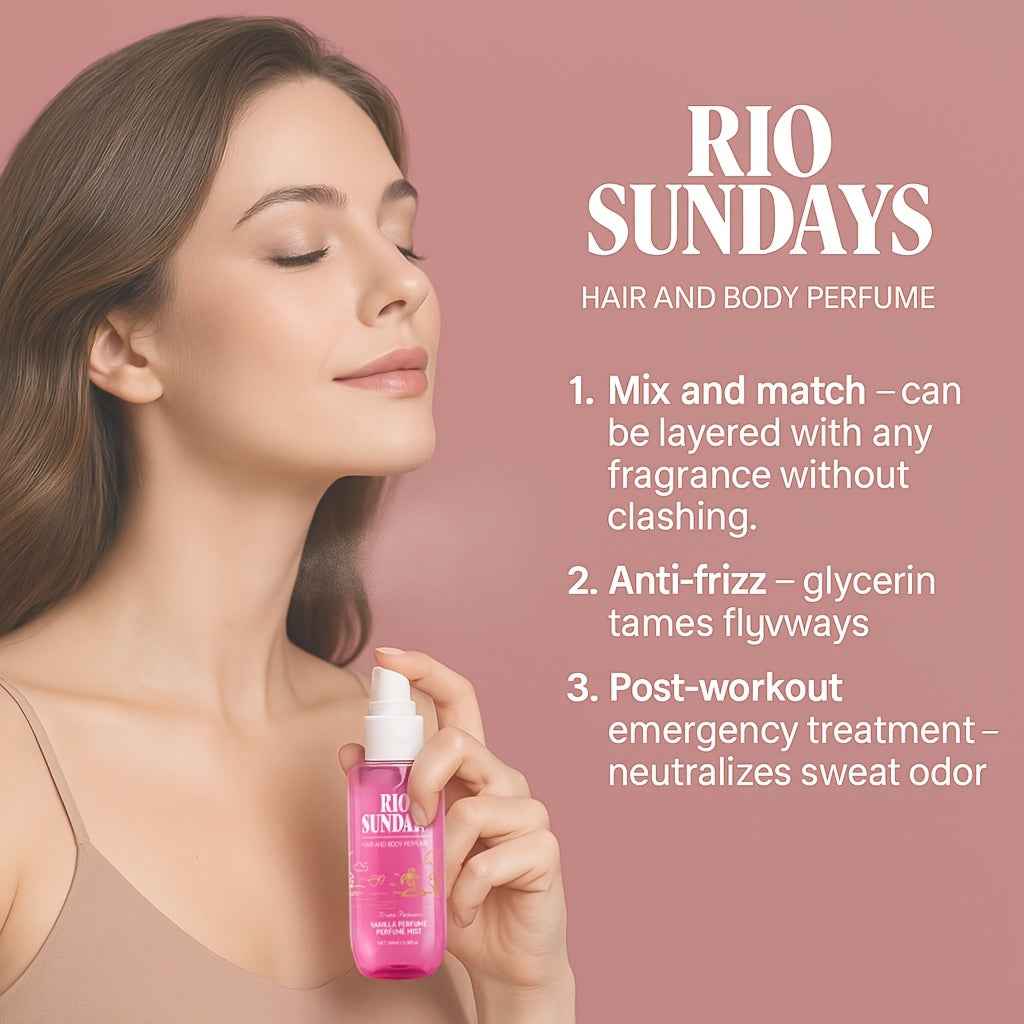 Rio Sundays Hair and Body Perfume Spray - Vanilla & Berry Notes, Rich Amber Scent, 100ml
