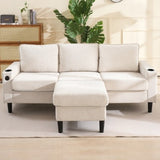 [EU warehouse]L-Shaped Couch Sofa, Corner Sofa 3 Seater Sofa, Sectional Sofa Couches With USB, Cup Holder, For Apartment Living Room Beige