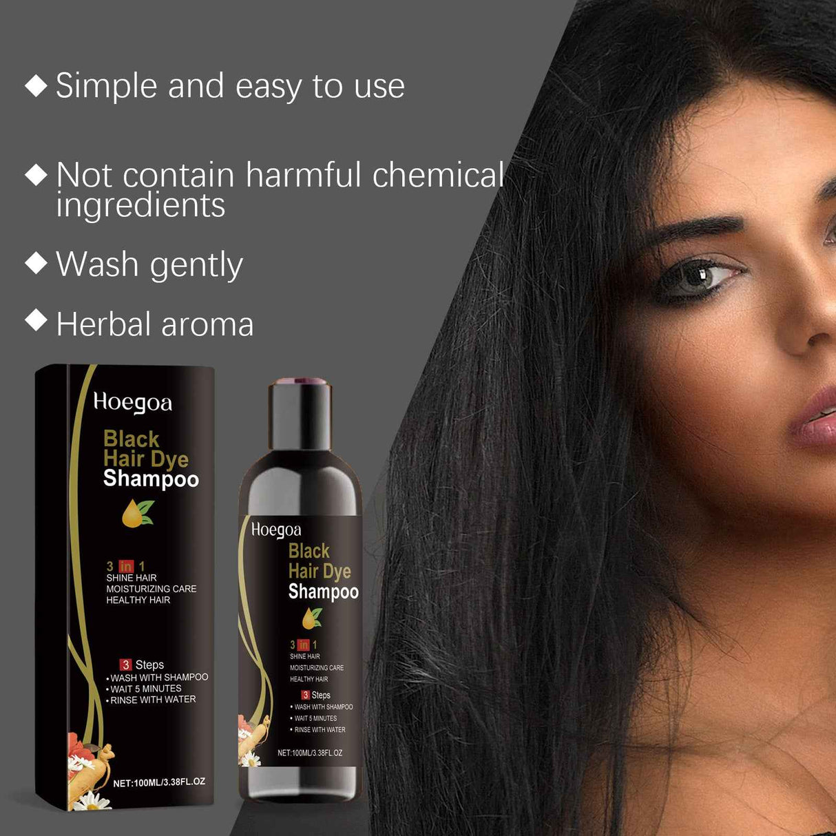 Hoegoa Herbal Hair Shampoo Hair Smooth, Gentle, Clean, Moisturizing, and Shiny Hair Shampoo