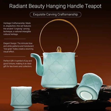 Yingqing Carved HangingHandle Teapot Set