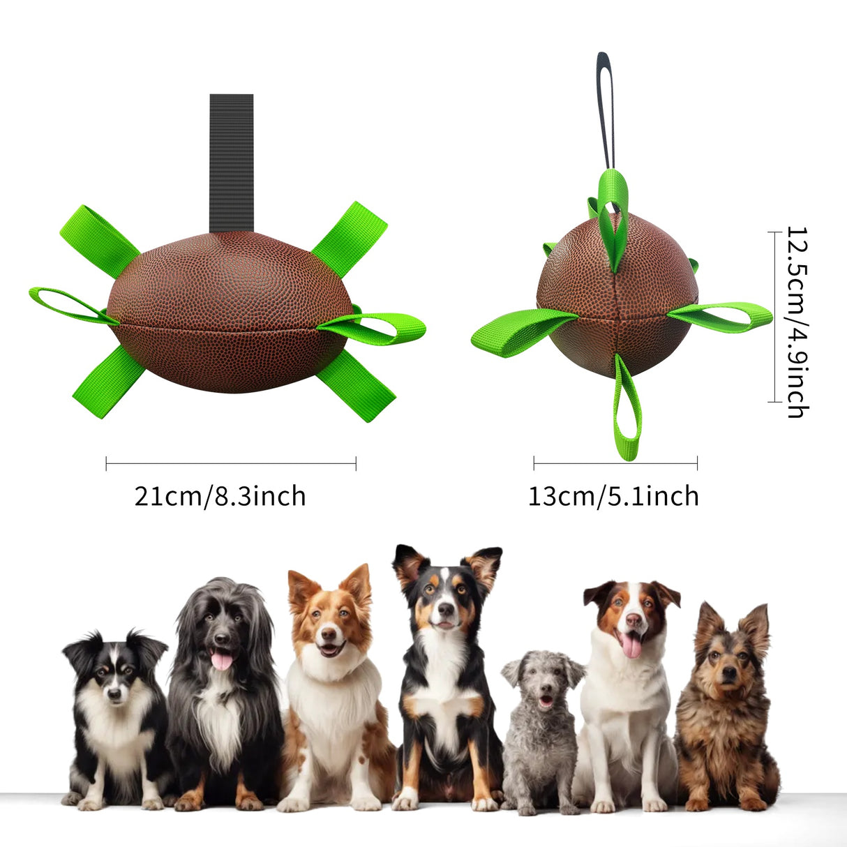 Dog Rugby Football With Strapes, Dog Toys，Pet Supplies