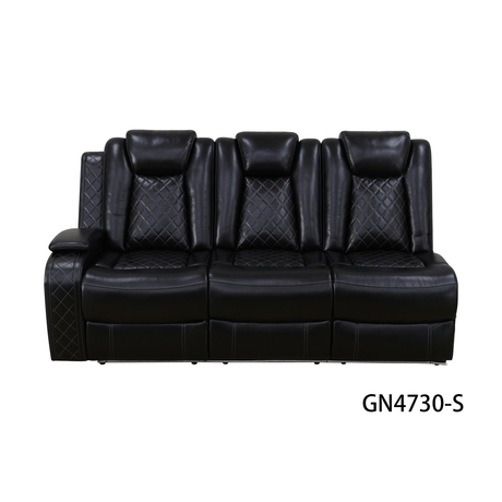 Black Breathing Leather 3-Piece Living Room Recliner Sofa
